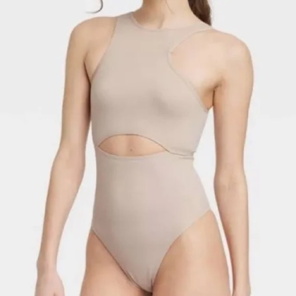 Colsie Beige Bodysuit with Cutout Design
